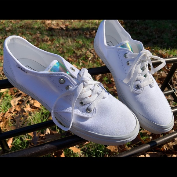 iridescent white vans